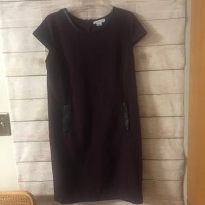 Liz Claiborne Sheath Dress Faux Leather Trim M